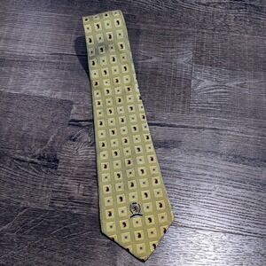 Tommy Hilfiger Mens Tie Square Print Silk Necktie Yellow‎ Business Formal Event